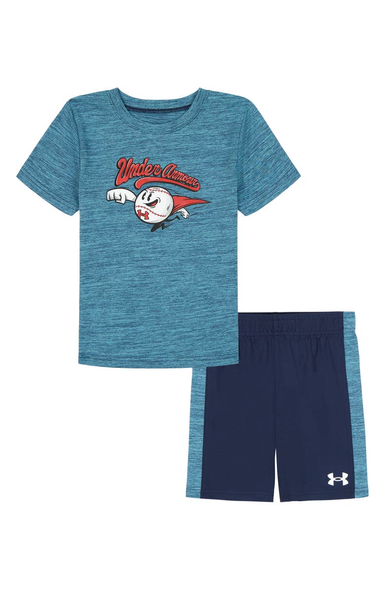 Under Armour Kids' Superball Graphic Print Performance T-Shirt & Shorts Set, Main, color, Fresco Blue