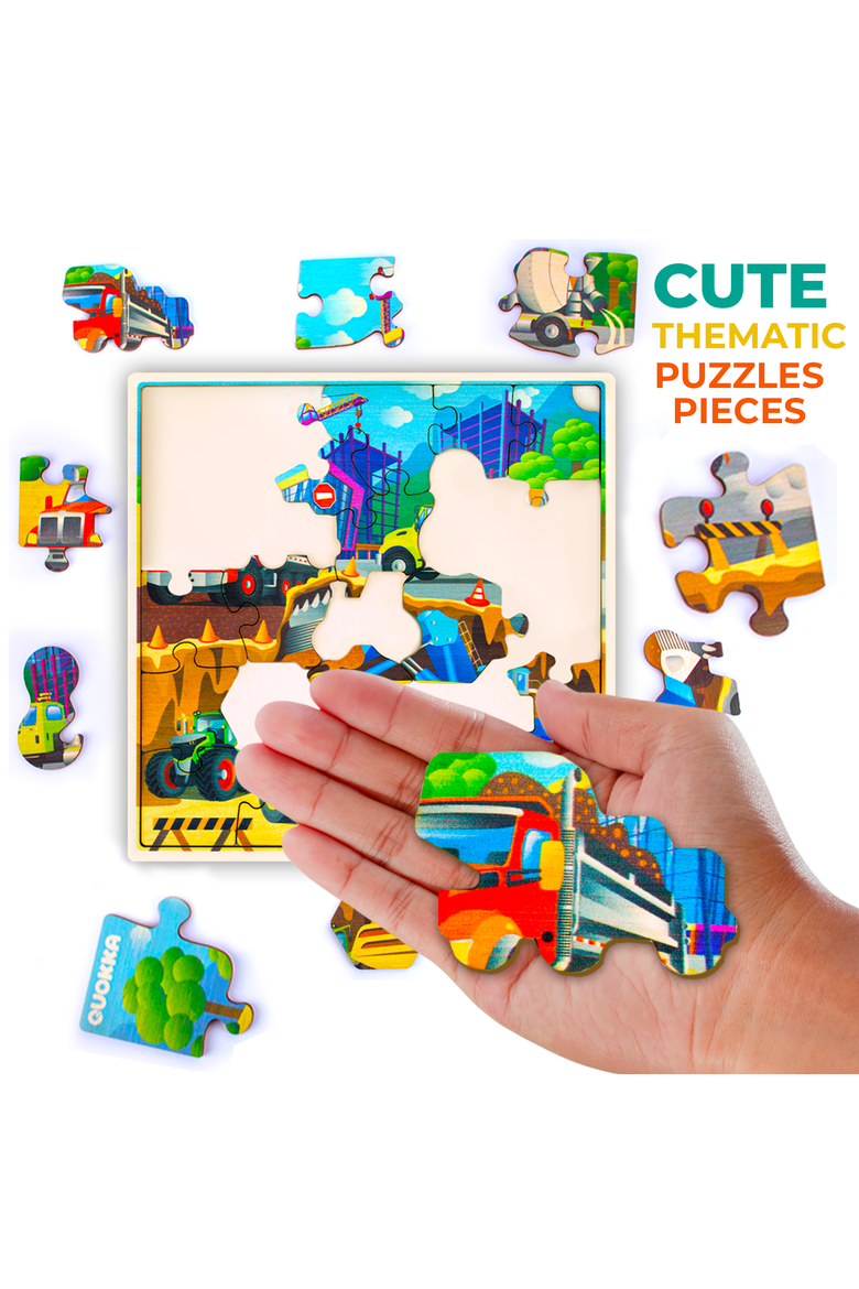 Kids Wooden Puzzles - 28-Piece Jigsaw Puzzles, Alternate, color, Transport
