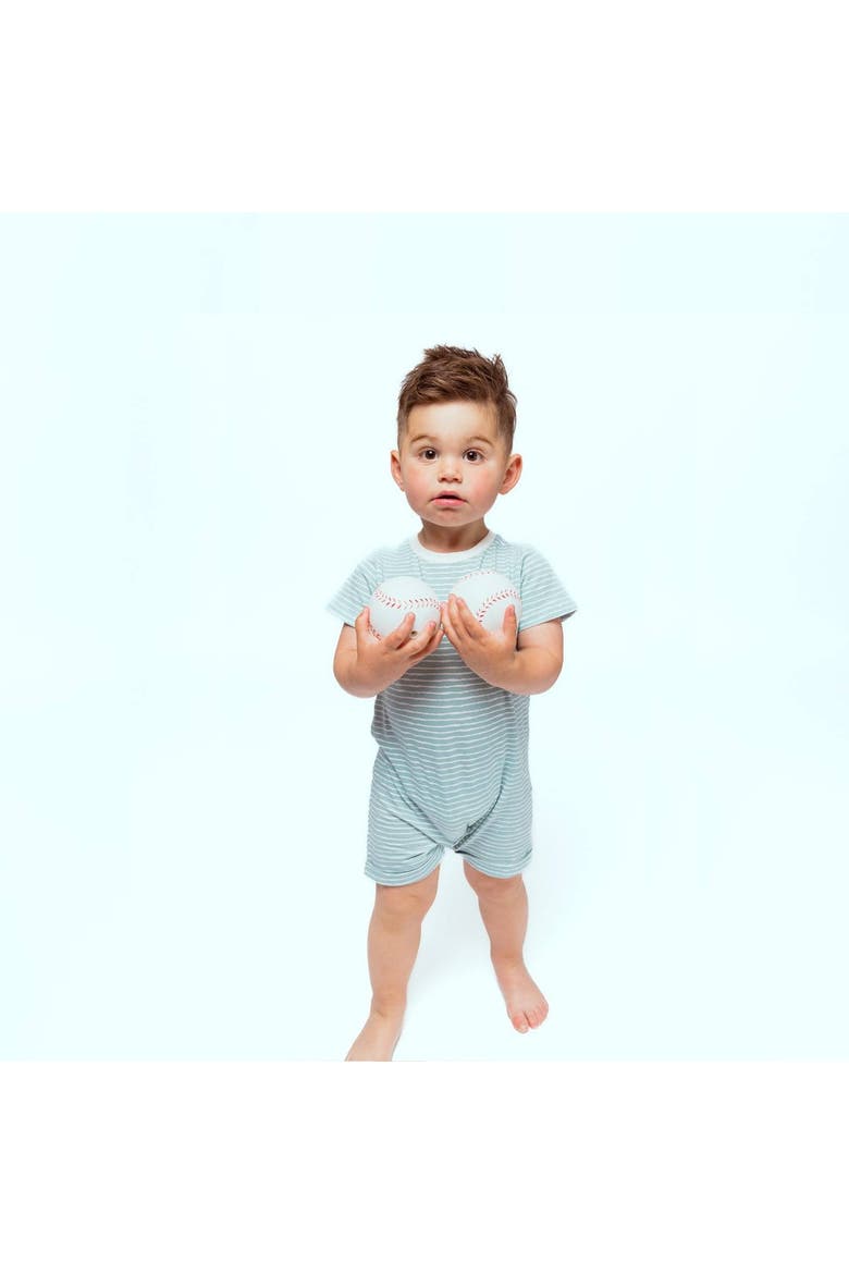 Baby Organic Romper, Alternate, color, Green Stripes