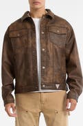 GUESS ORIGINALS Faux Leather Trucker Jacket