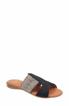 André Assous Noor Raffia Slide Sandal