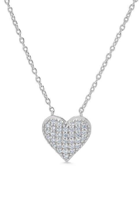 Kids' Pavé Cubic Zirconia Heart Pendant Necklace