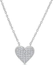 Lily Nily Kids' Pavé Cubic Zirconia Heart Pendant Necklace