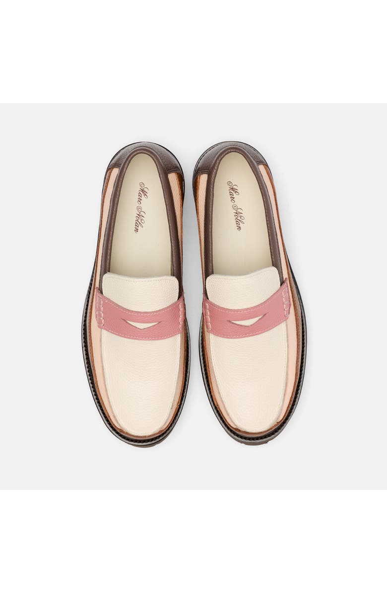 MARC NOLAN Ms. Adler Leather Lug Penny Loafers, Alternate, color, Brown/Cream/Pink