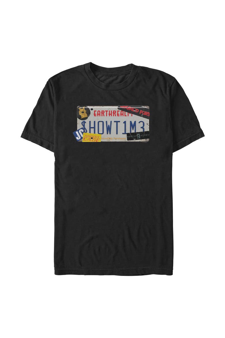 Men's Mortal Kombat II Johnny Cage Showtime License Plate  Graphic T-Shirt, Main, color, Black