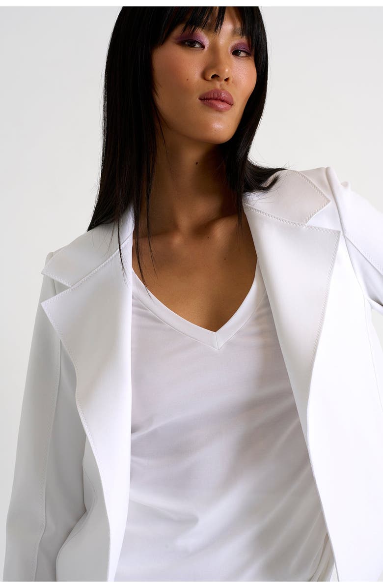 SHAN Classic Fitted Short Blazer, Alternate, color, White