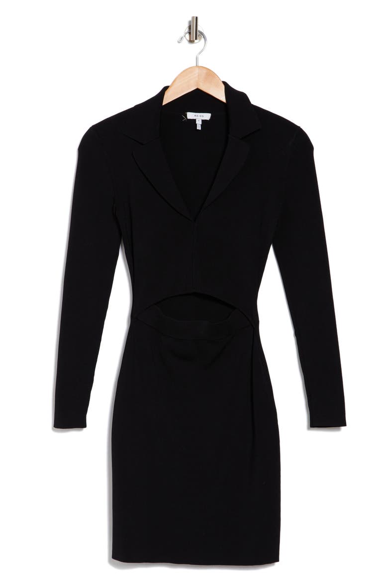 Freya Long Sleeve Cutout Dress, Alternate, color, BLACK