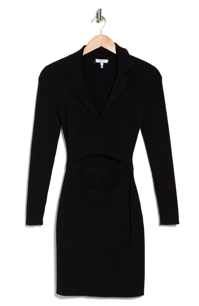 Reiss Freya Long Sleeve Cutout Dress, Alternate, color, Black