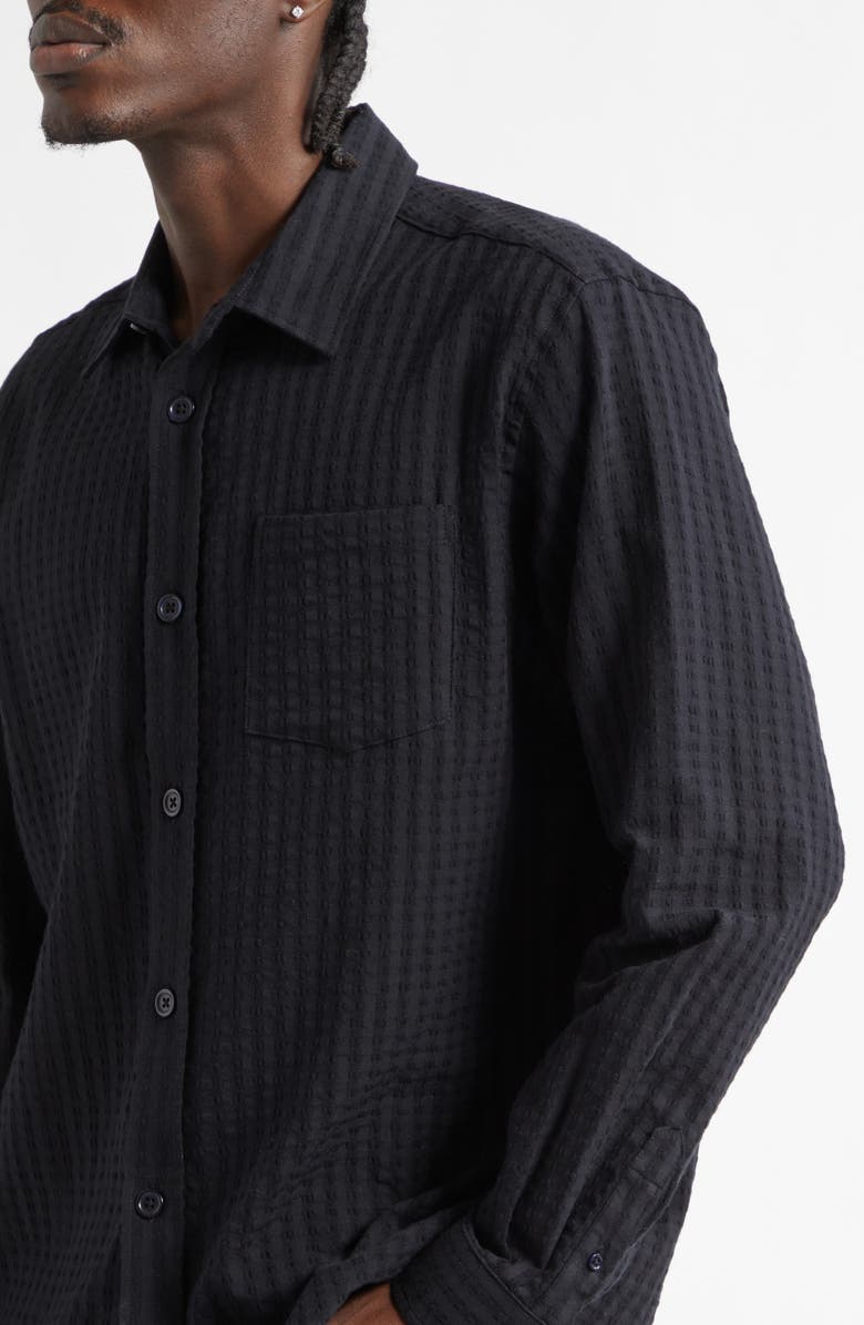 PALMES Relaxed Stretch Cotton Button-Up Shirt, Alternate, color, Black