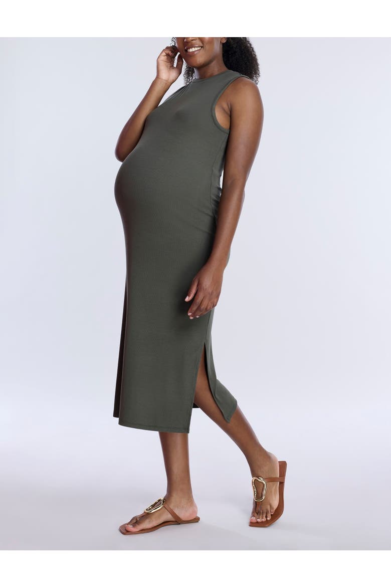 Crew Neck Rib Knit Sleeveless Midi Dress, Alternate, color, Deep Depths