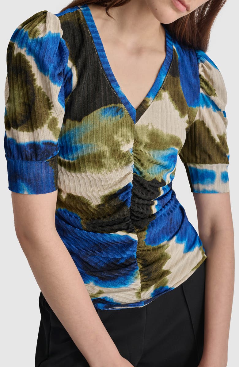 DKNY Puff Sleeve Rib Top, Alternate, color, 