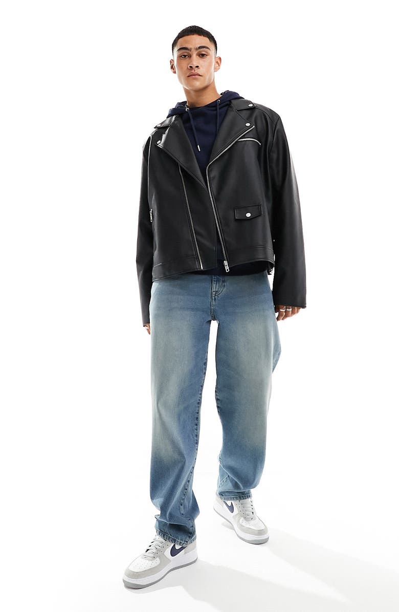 ASOS DESIGN Faux Leather Biker Jacket, Main, color,