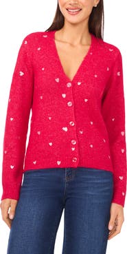 CeCe Foil Heart Cardigan