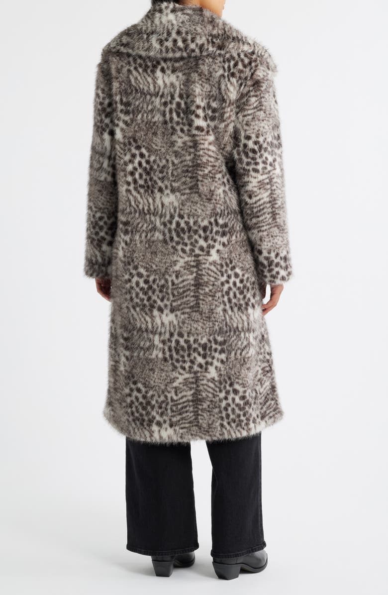 Bernardo Abstract Leopard Faux Fur Coat, Alternate, color, Leopard