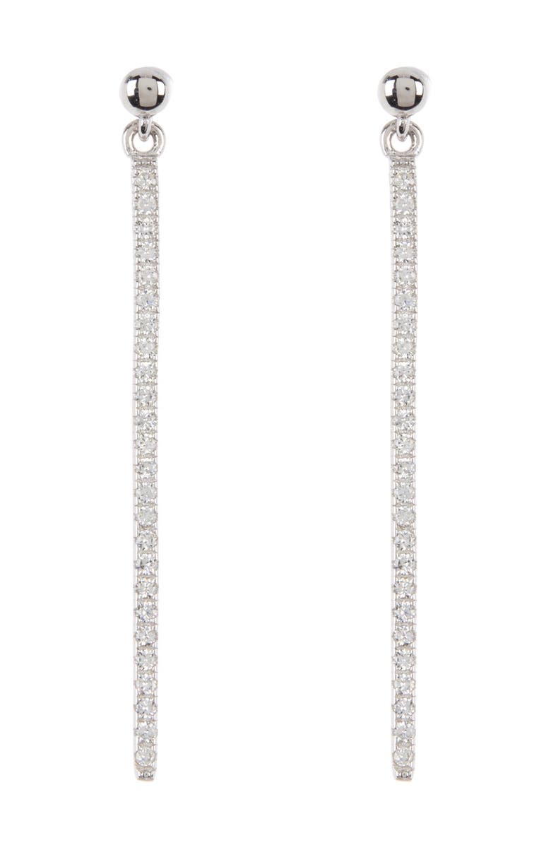 Adornia Swarovski Crystal Drop Bar Earrings, Main, color, Silver