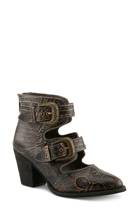 Notched Nature Buckled Bootie (Women)