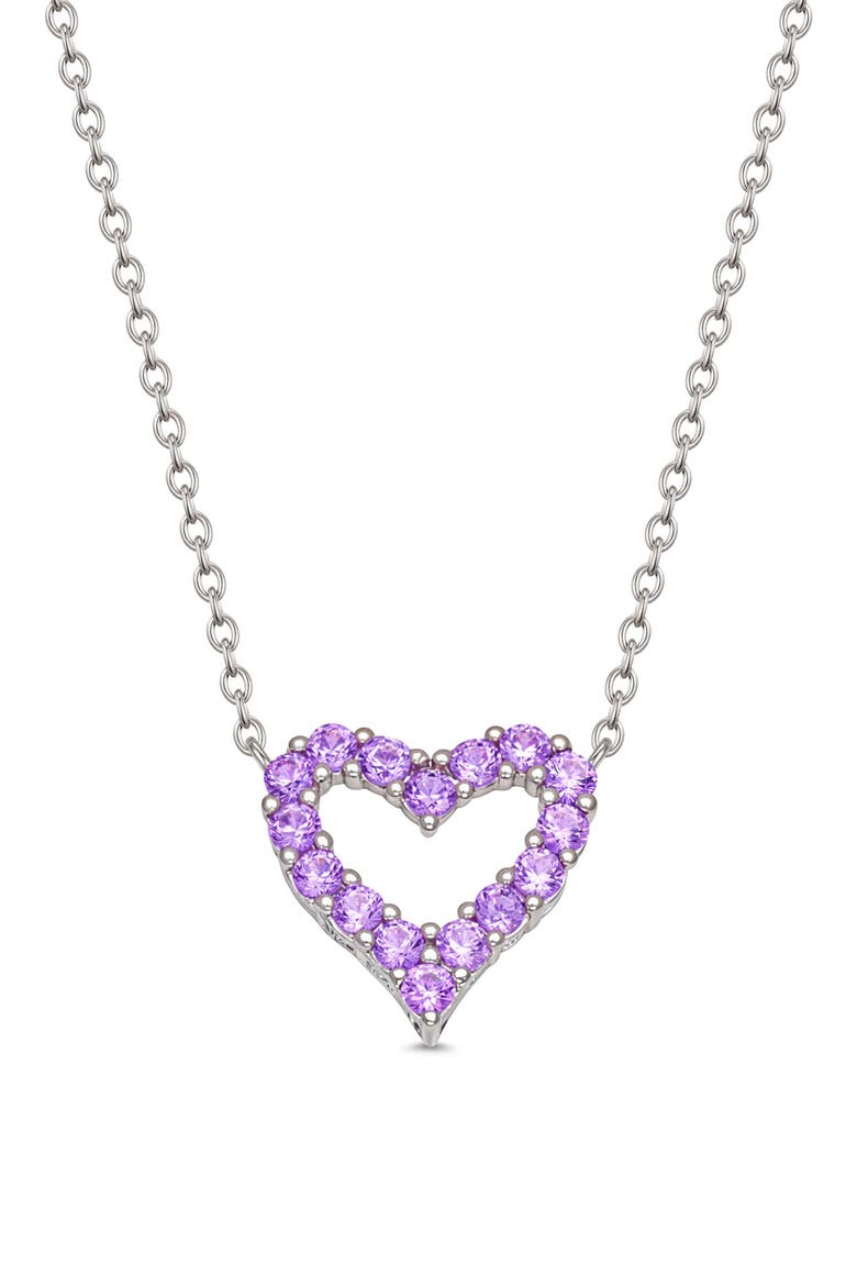 Open Heart Cubic Zirconia Pendant Necklace, Main, color, PURPLE