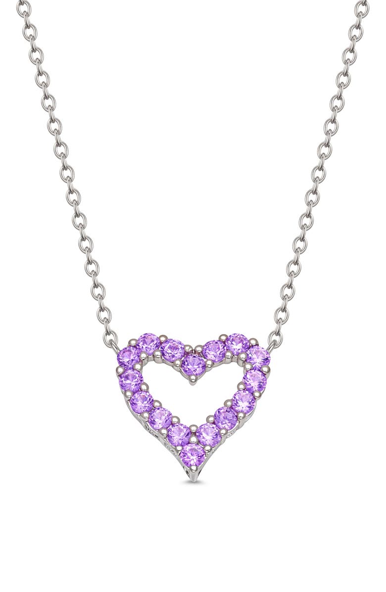Lily Nily Open Heart Cubic Zirconia Pendant Necklace, Main, color, Purple
