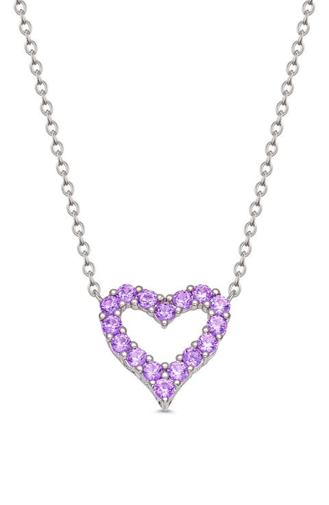 Open Heart Cubic Zirconia Pendant Necklace (Big Kid)