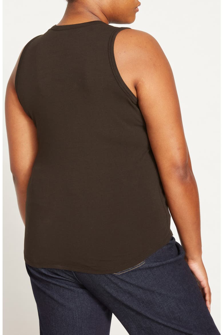 Cai Stretch Pima Cotton Tank, Alternate, color, BLACK