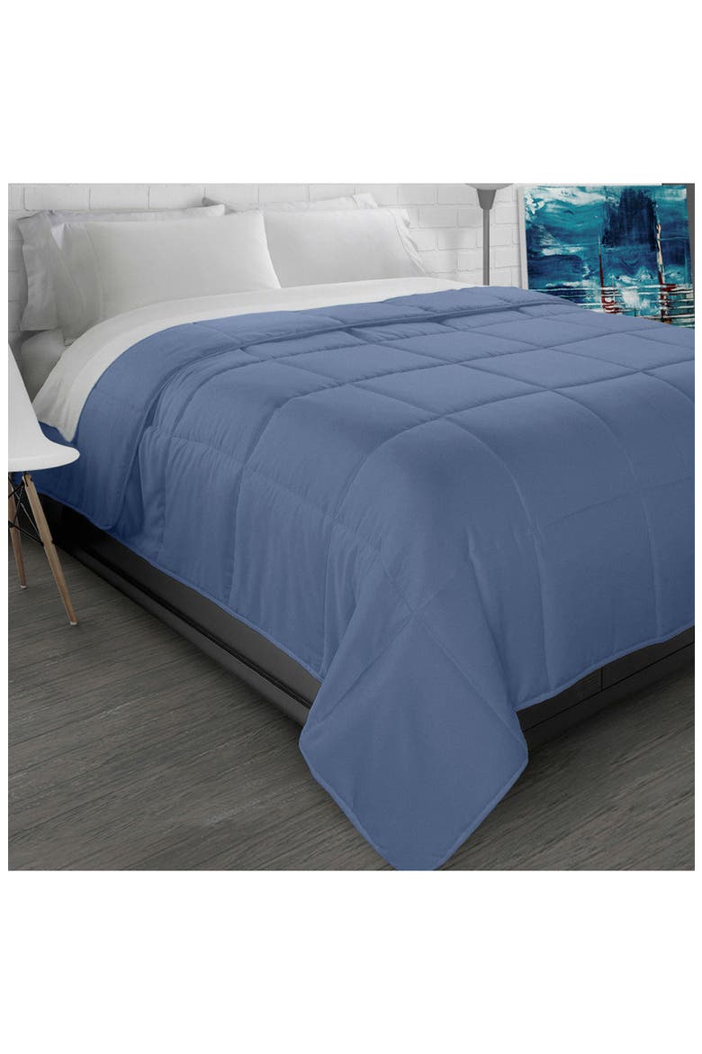 Microfiber Down-Alternative Solid Color Comforter, Alternate, color, SLATE BLUE