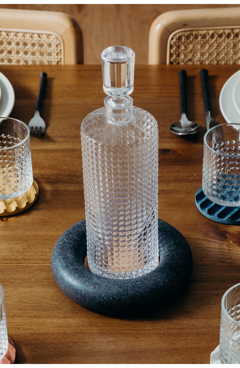 Pretti.Cool Wine Bottle Coaster, Alternate, color, Black Terrazzo