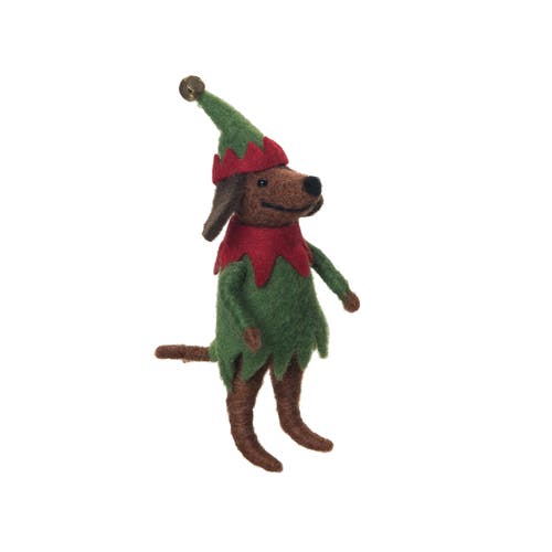 Gallerie Ii Dog Elf Figurine In Green