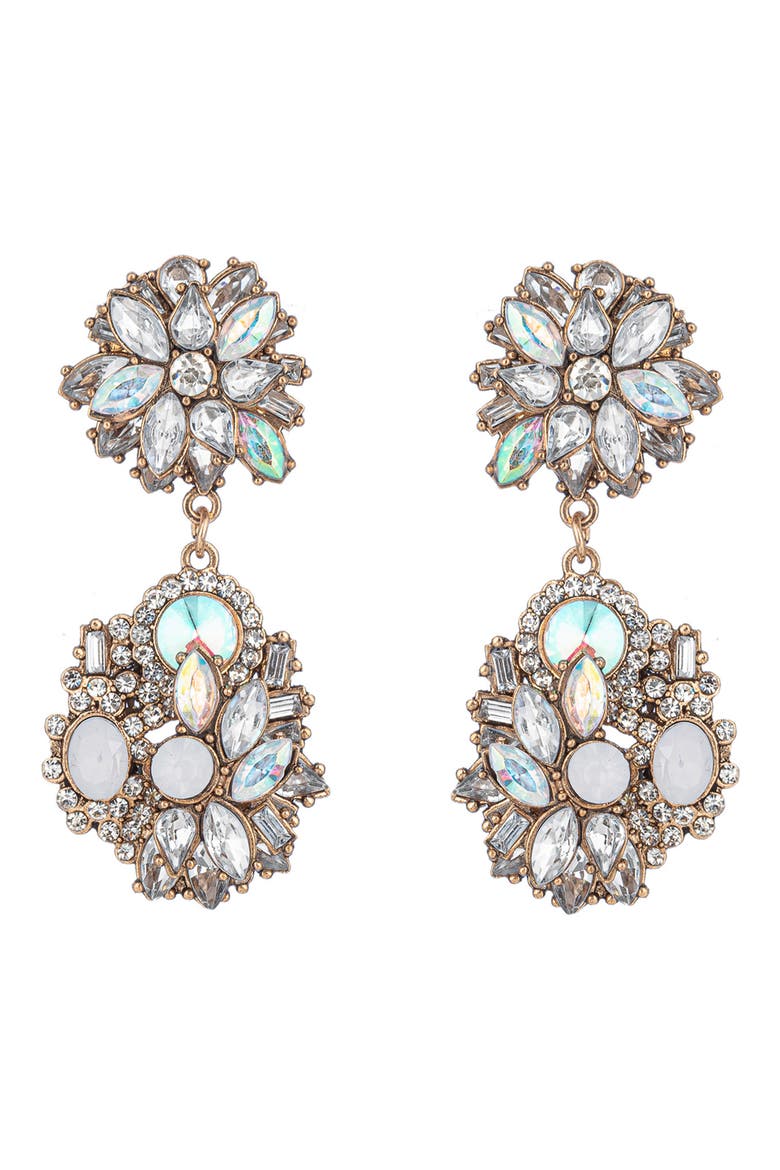 Ivy White Drop Earrings, Main, color, GOLD