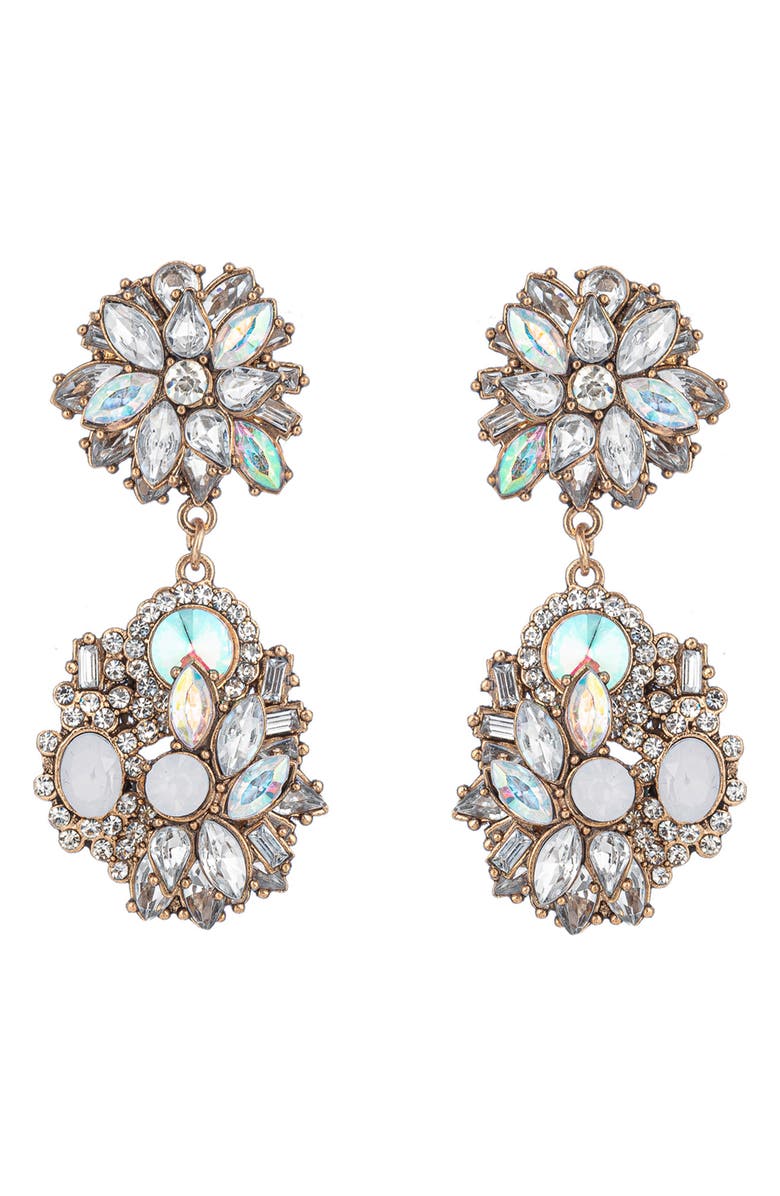 EYE CANDY LOS ANGELES Ivy White Drop Earrings, Main, color, Gold