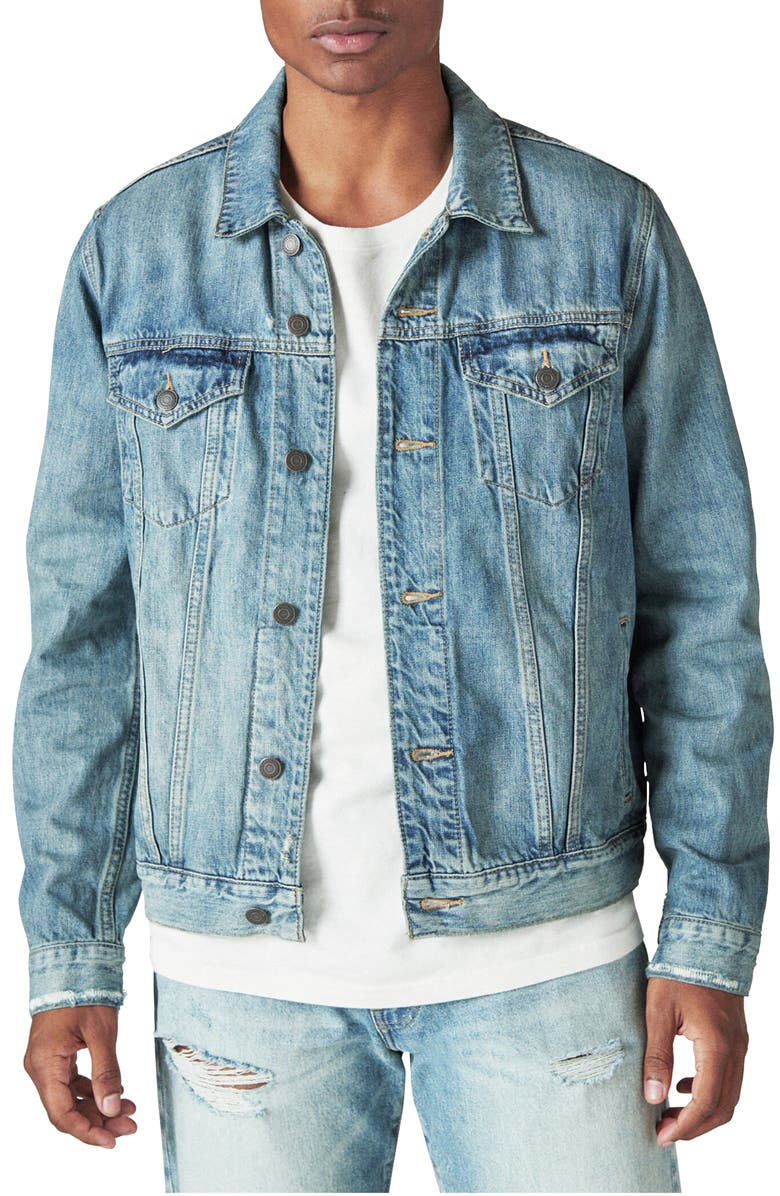 Lucky Brand Legend Flag Trucker Jacket, Main, color, 