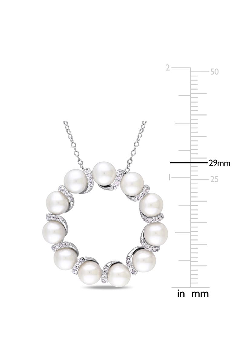 Julianna B. Cultured Pearl & Diamond Circle Necklace, Alternate, color, Pearl
