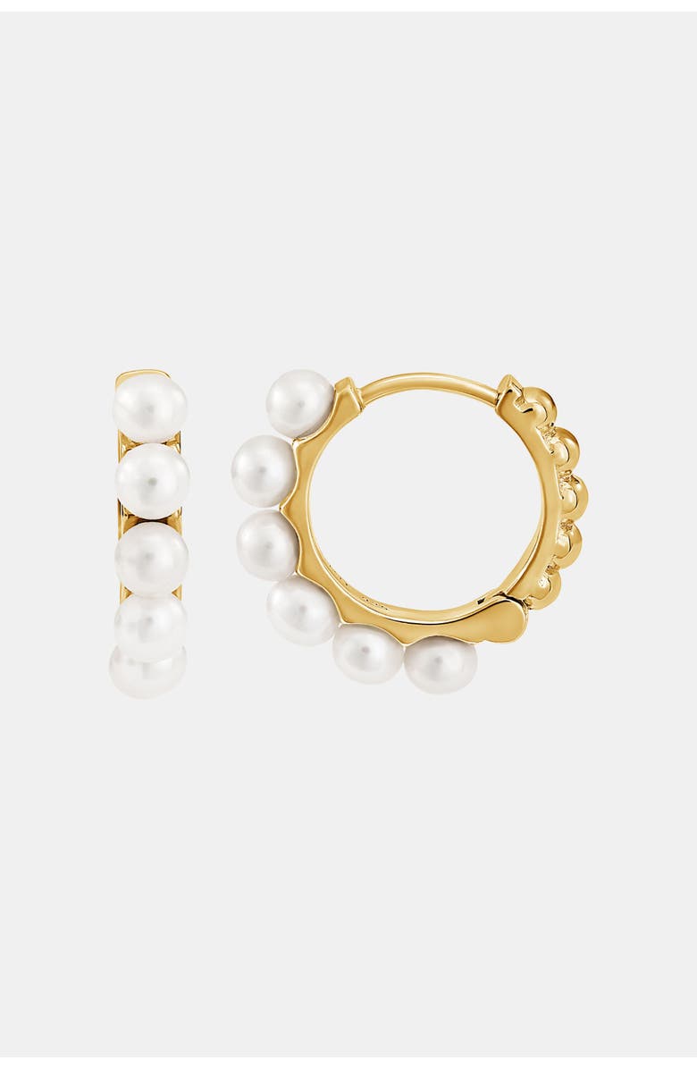Dower 
Hall Medium Timeless Pearl Huggie Hoops, Main, color, Yellow Gold Vermeil