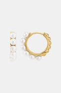 Dower & Hall Medium Timeless Pearl Huggie Hoops