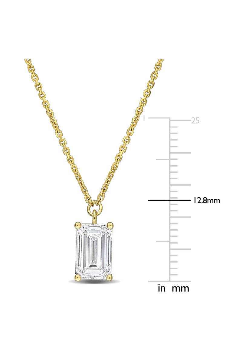 Lab Grown Diamond Emerald Solitaire Necklace 14K, Alternate, color, Yellow Gold