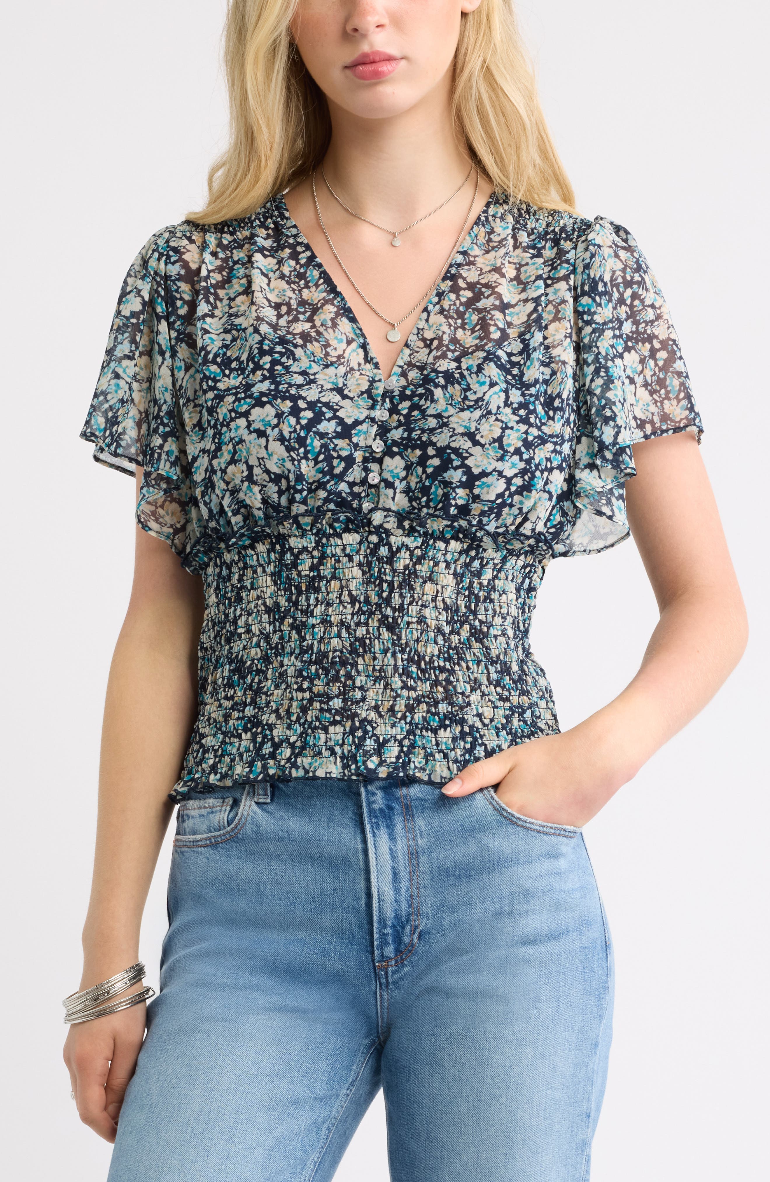 selected NAVY WARPED FLORAL