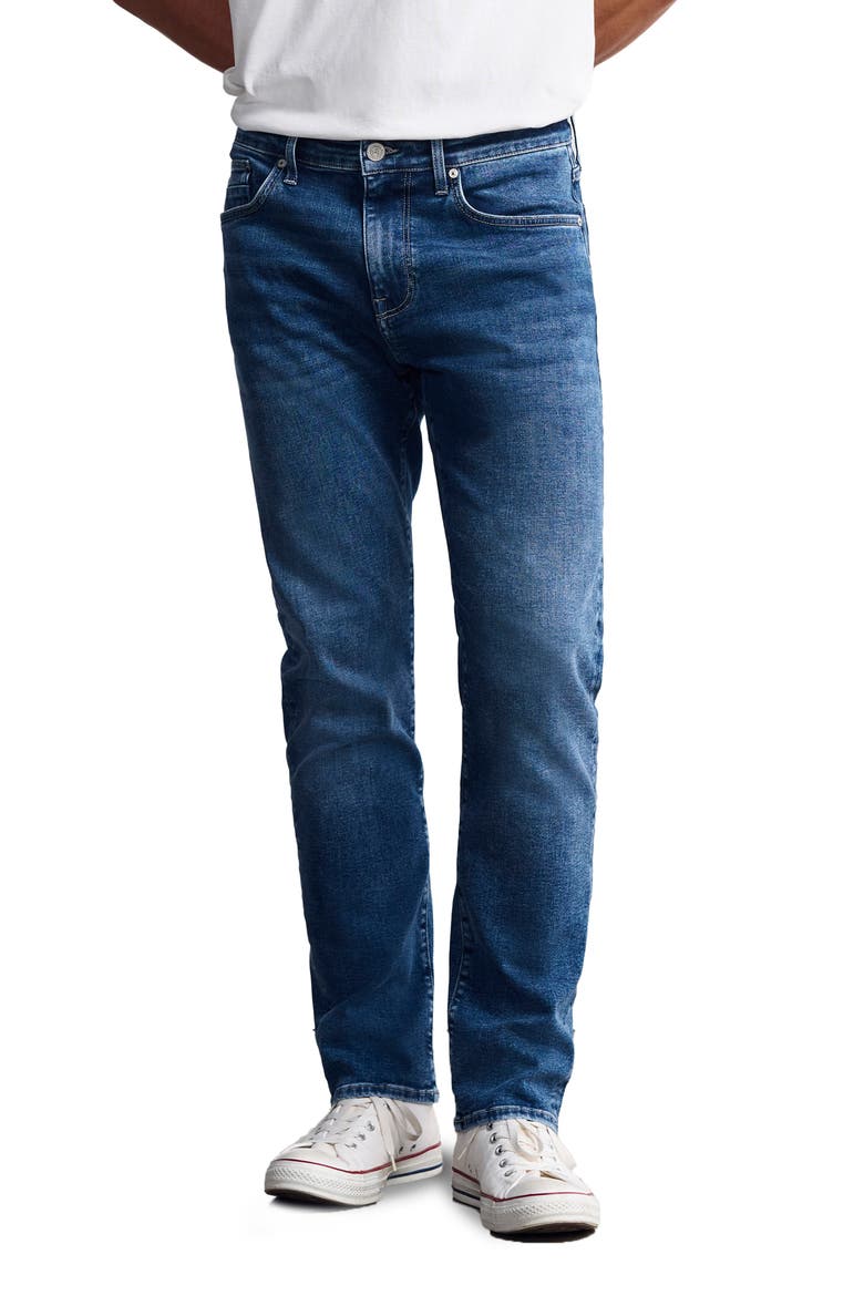 Bridge Straight Leg Stretch Jeans, Main, color, MID BRUSHED DENIM