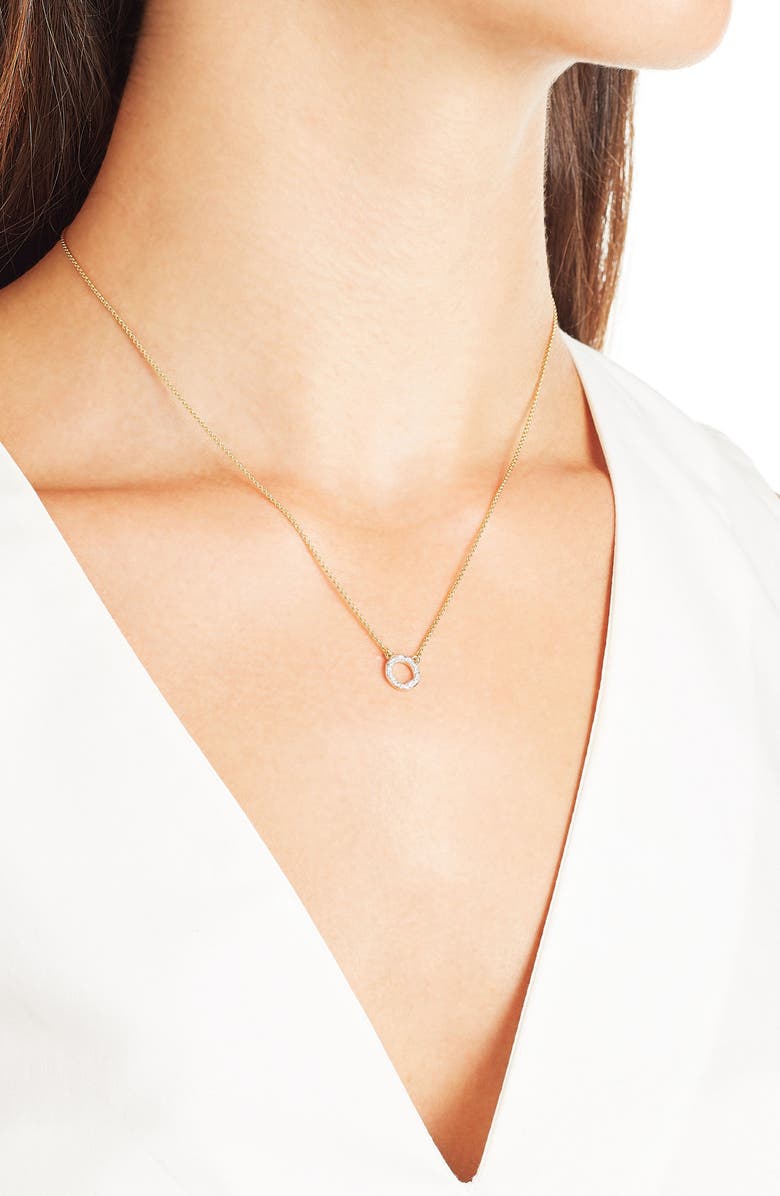Monica Vinader Riva Diamond Circle Pendant Necklace, Alternate, color, Gold/ Diamonds