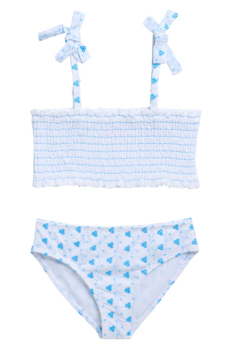 Kids' Smocked Two-Piece Swimsuit, Main, color, WHITE BLUE