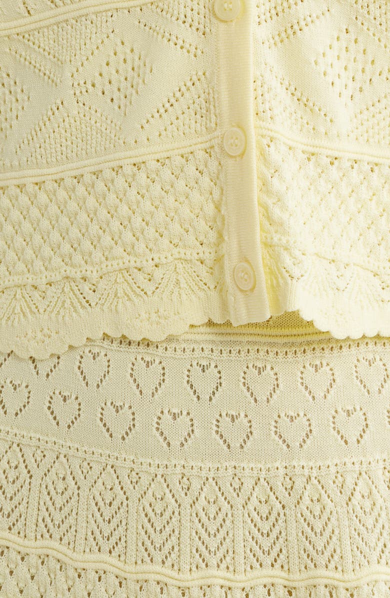 LoveShackFancy Brigette Pointelle Cardigan, Alternate, color, Sugar Daisy