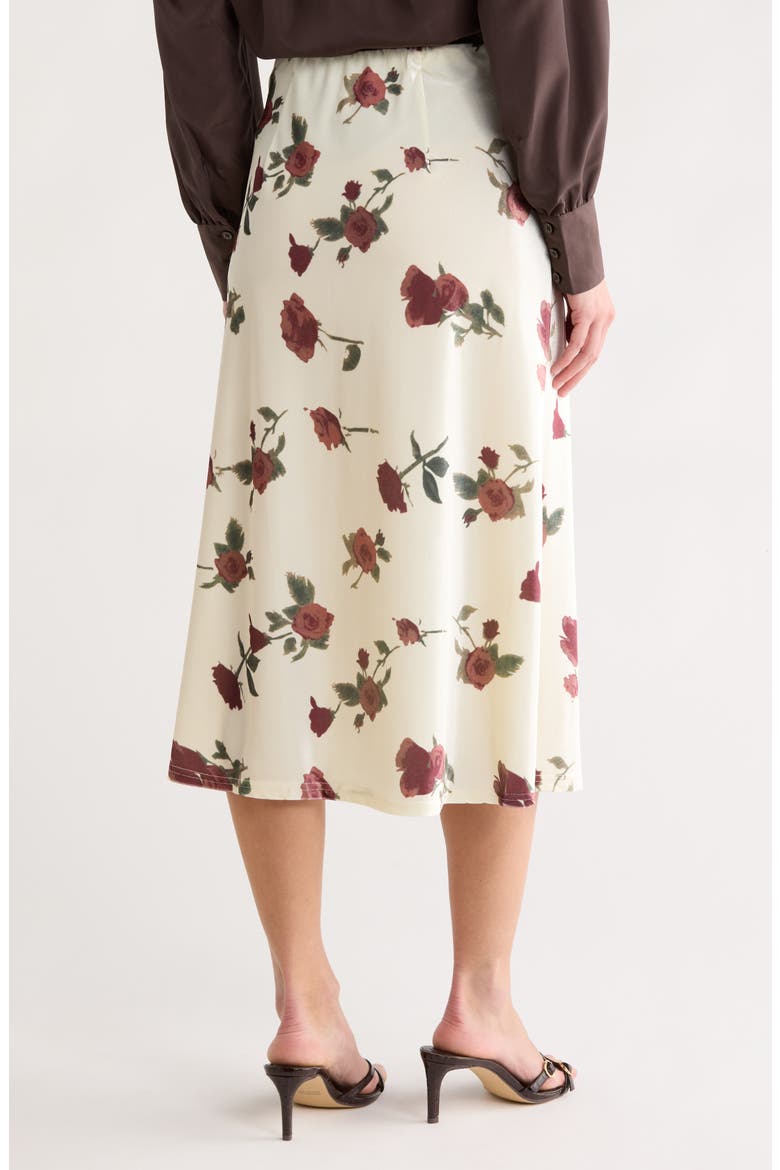 Adonia Floral Bias Satin Skirt, Alternate, color, CREAM MAROON