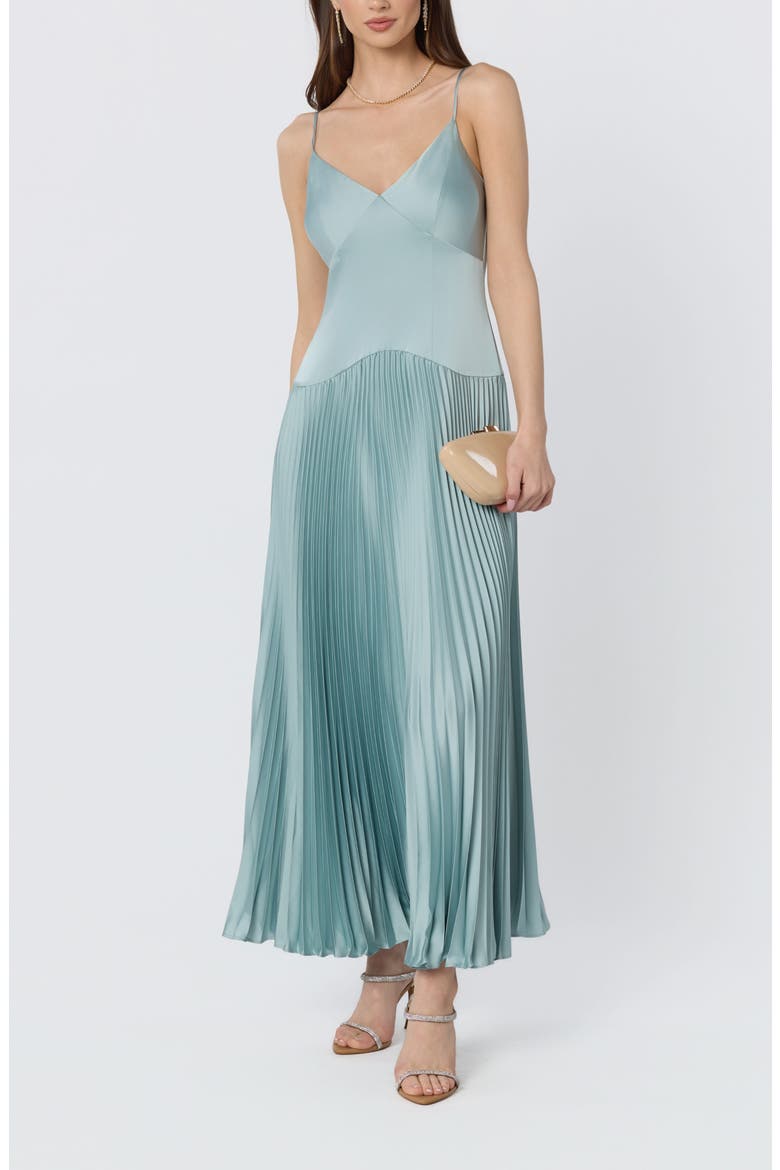 Pleated Drop Waist Dress, Alternate, color, SEAFOAM