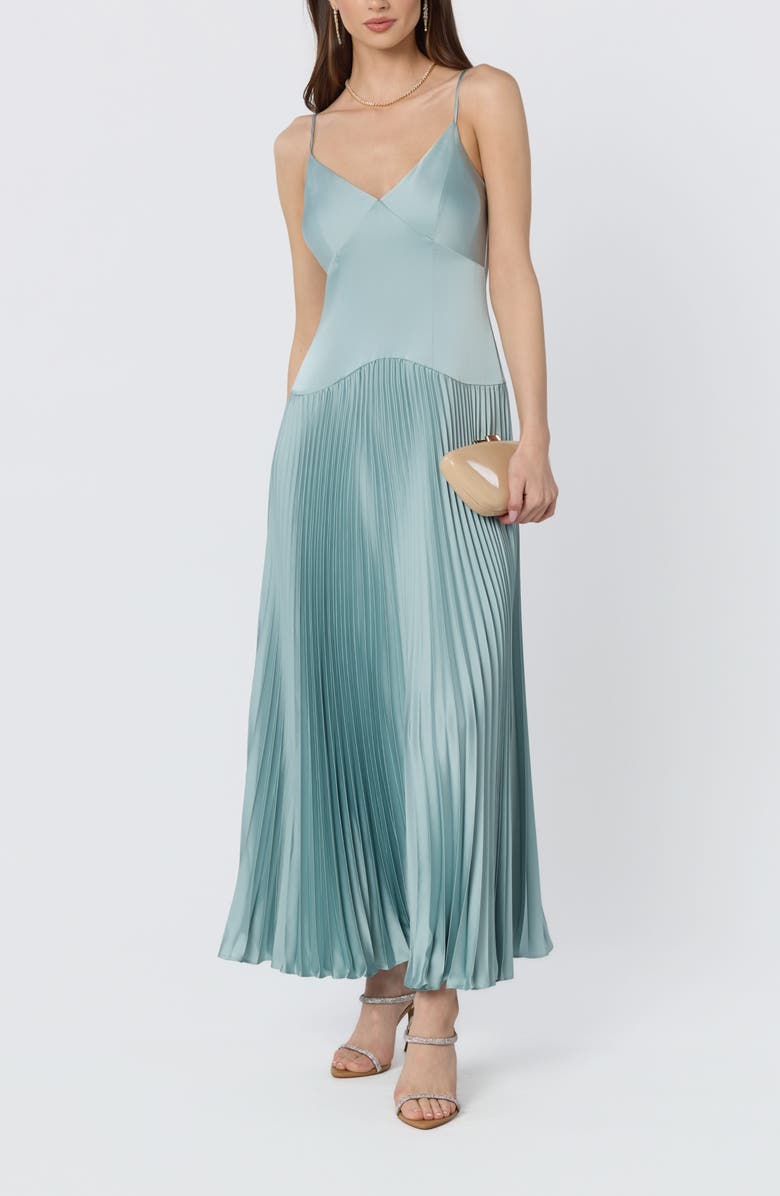 ASTR the Label Pleated Drop Waist Dress, Alternate, color, Seafoam