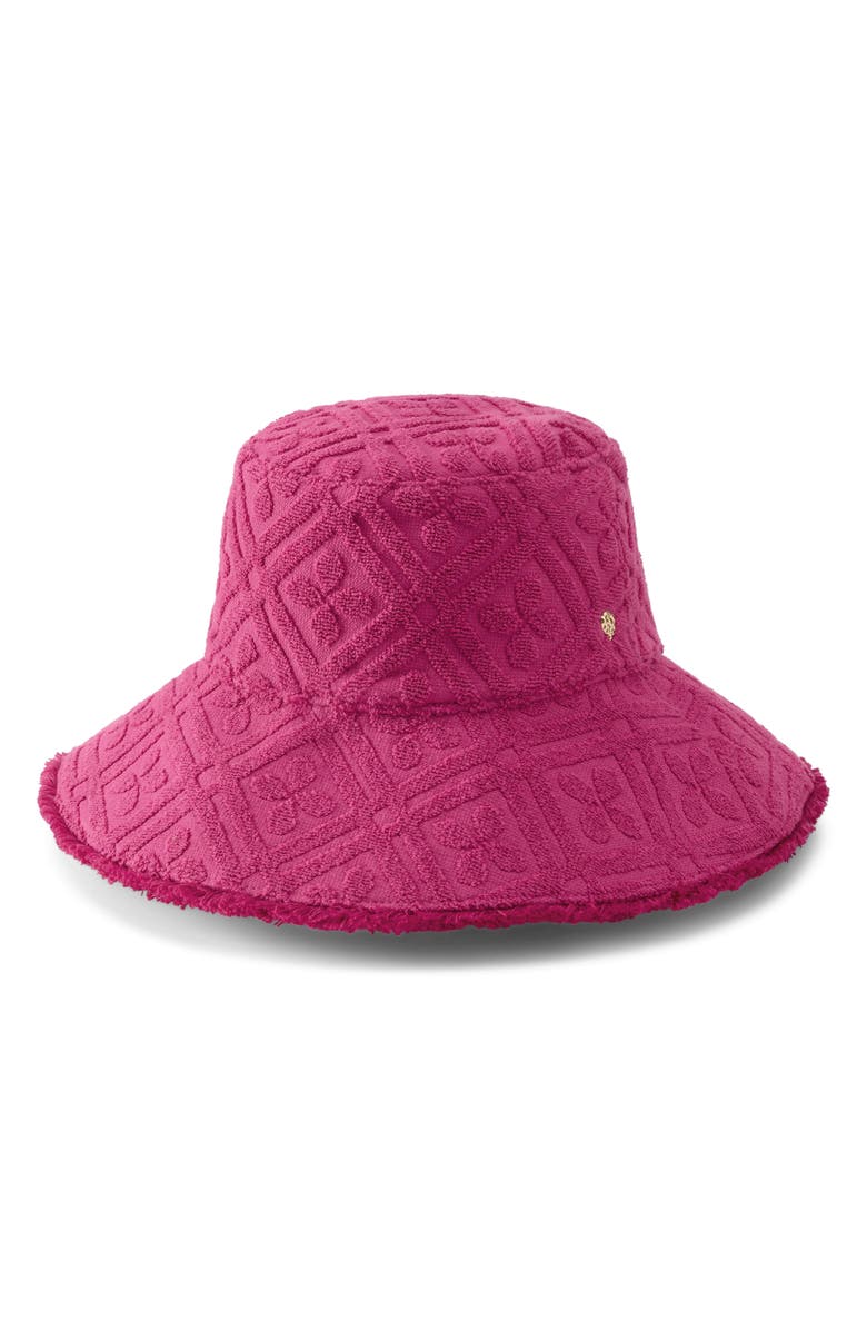Helen Kaminski Cintia Cotton Terrycloth Bucket Hat, Main, color, Bright Pink