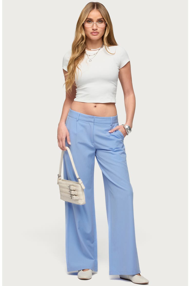 Pinstripe Low Rise Straight Leg Pants, Alternate, color, LIGHT-BLUE