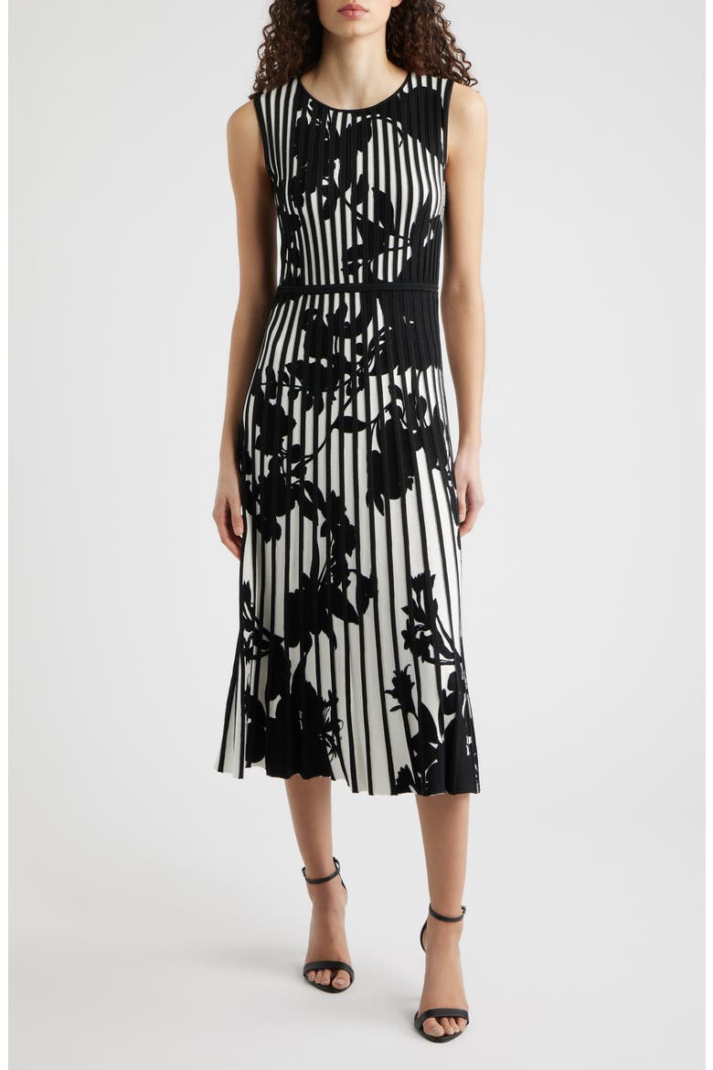 The Alma Floral Sleeveless Sweater Dress, Main, color, SKY WHITE/ NOIR
