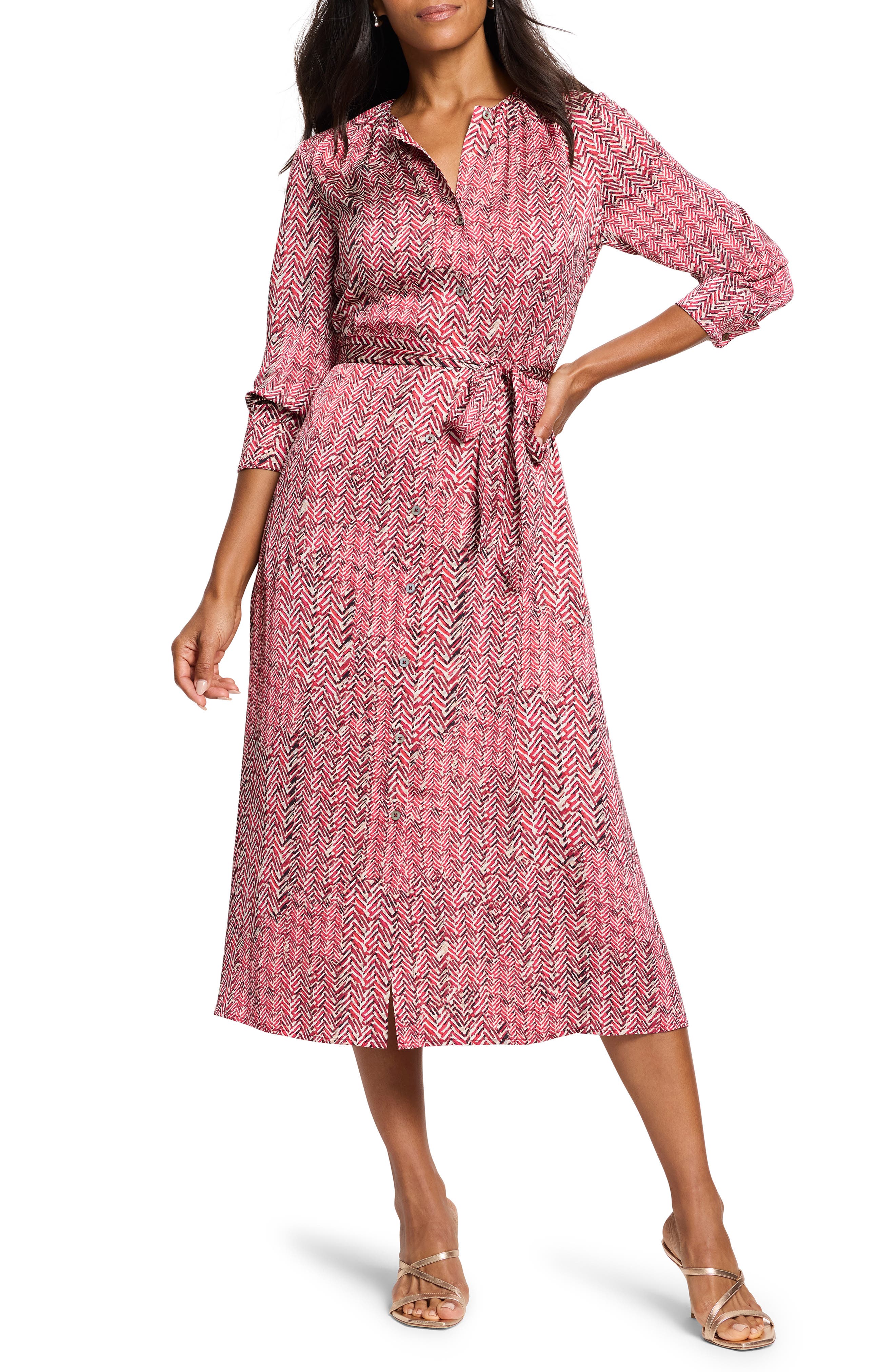 NIC+ZOE Loren Herringbone Print Shirtdress