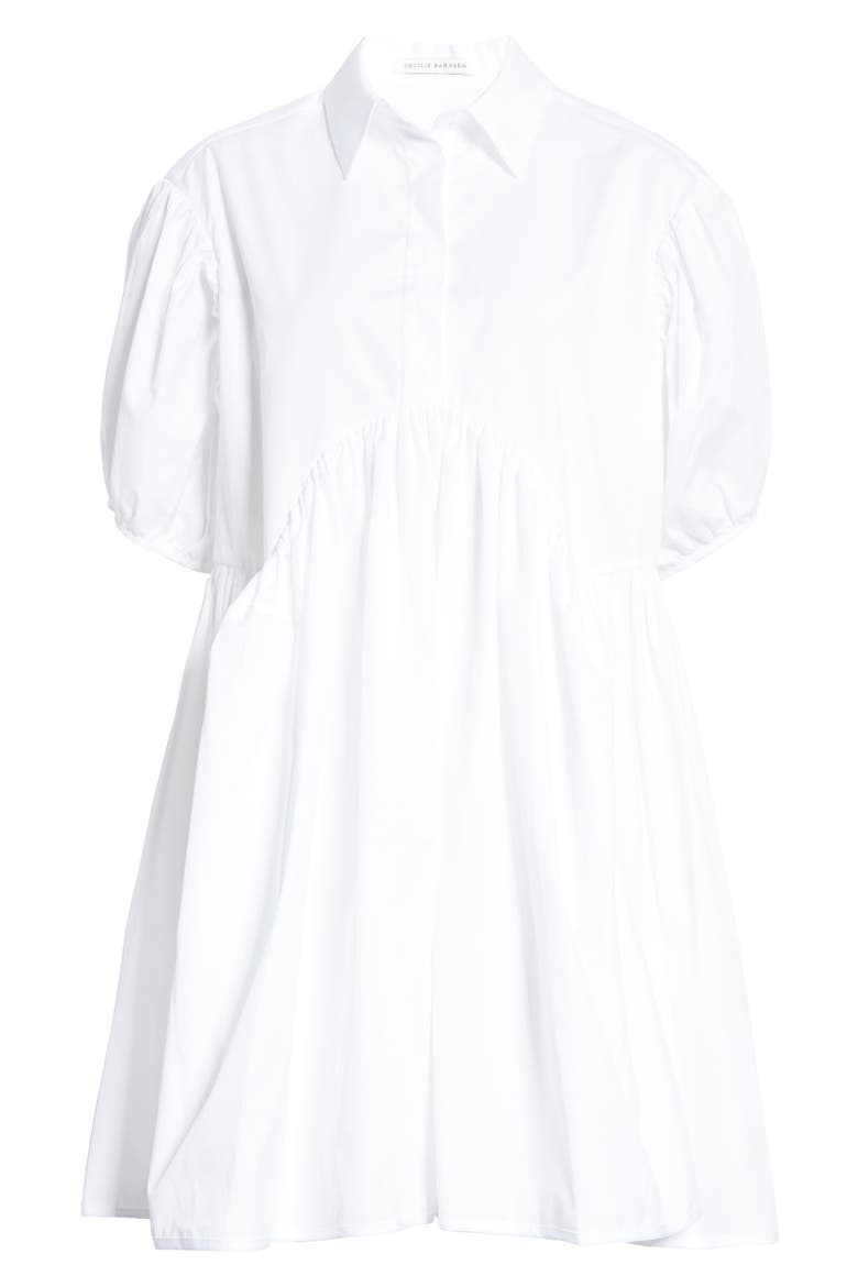 Esther Puff Sleeve Cotton Poplin Dress, Alternate, color, WHITE