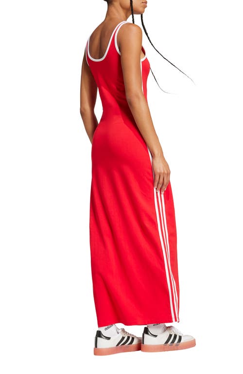Adidas Originals Adicolor 3-stripes Tank Maxi Dress In Better Scarlet/white