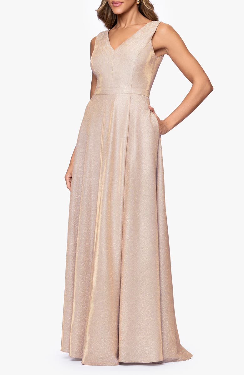 Xscape Evenings Galaxy Sleeveless Glitter Gown, Alternate, color, 