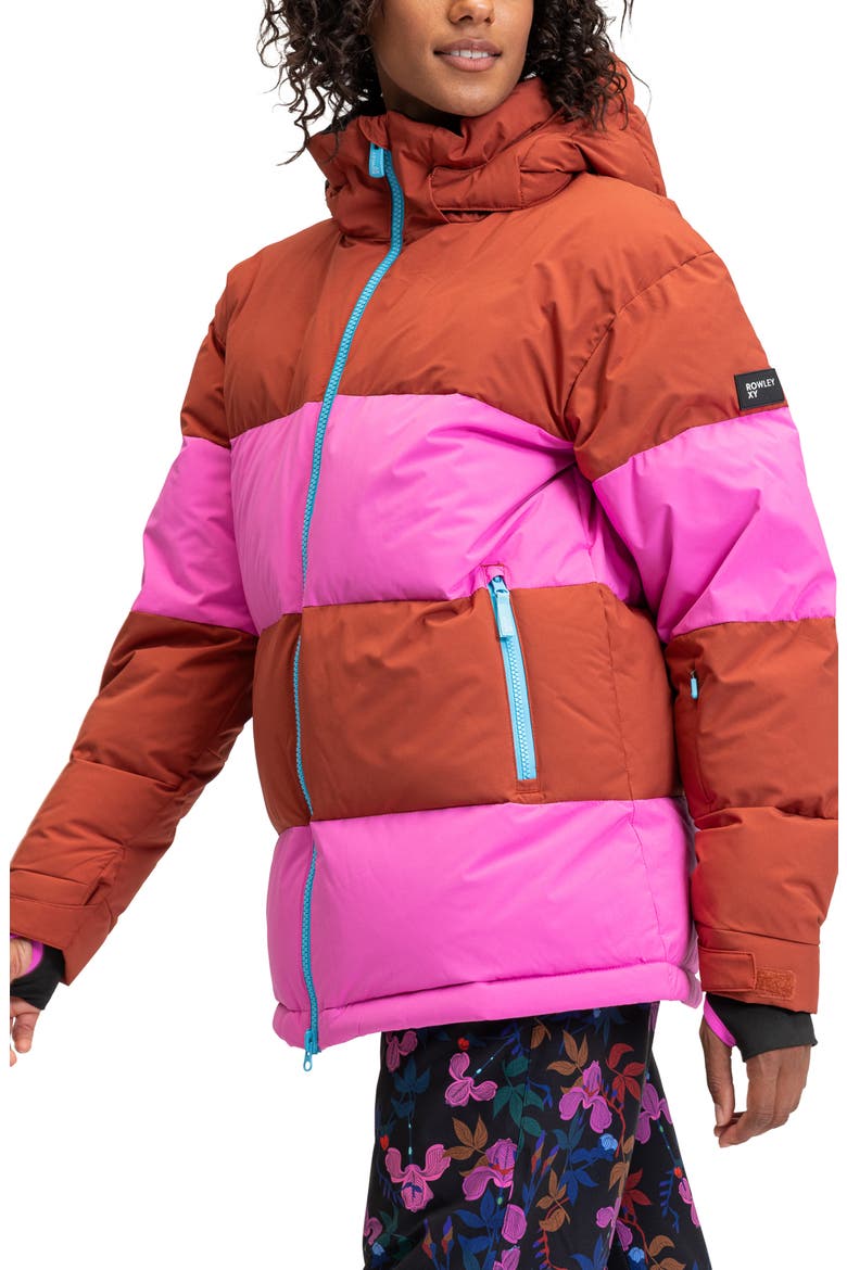 x Rowley Colorblock Hooded Puffer Jacket, Alternate, color, BURNT HENNA